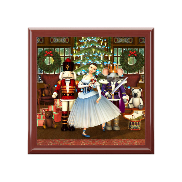 Nutcracker Finale Tile Art Wooden Keepsake Jewelry Box by Artist Donna Lisa