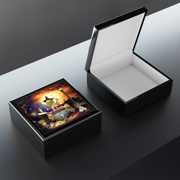 Wizardly Tile Art Wooden Keepsake Jewelry Box by Artist Donna Lisa