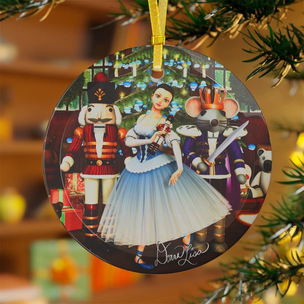 Nutcracker Finale Ballerina Art Glass Ornaments by Artist Donna Lisa