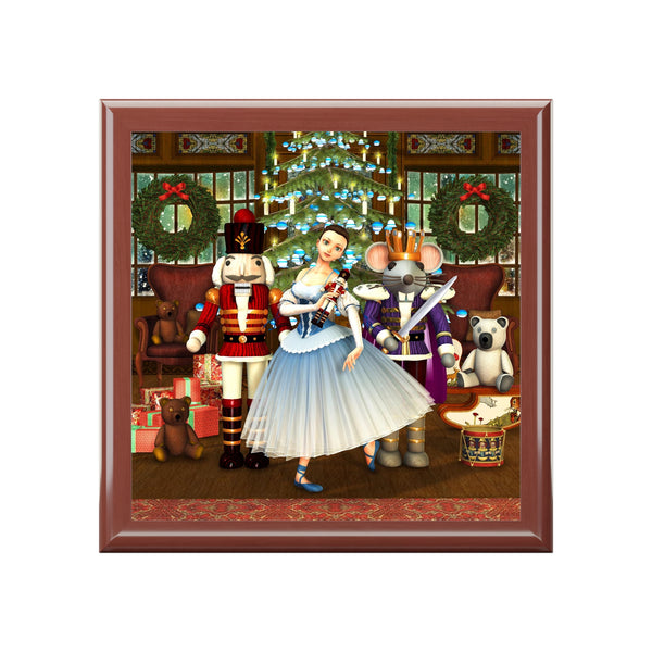 Nutcracker Finale Tile Art Wooden Keepsake Jewelry Box by Artist Donna Lisa