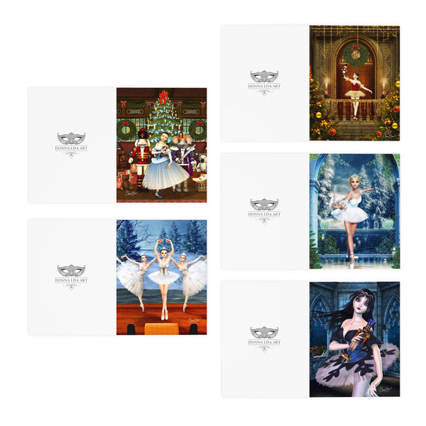 Nutcracker Ballerinas Greeting Cards Collection (5-Pack)  by Artist Donna Lisa