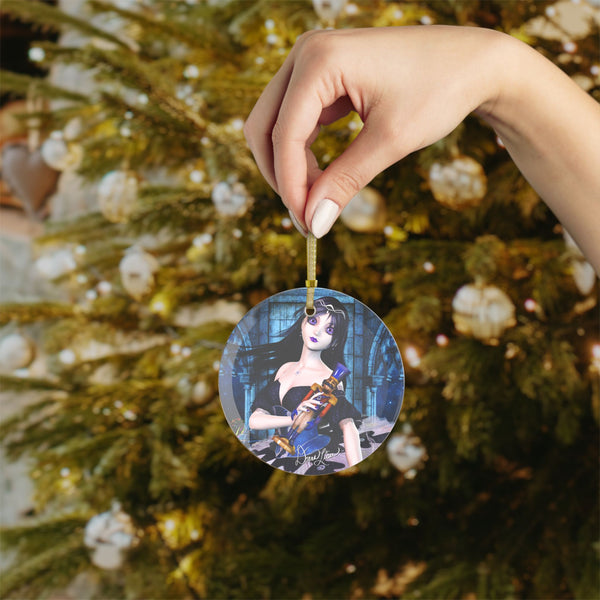 Gothic Nutcracker Ballerina Art Glass Ornament by Artist Donna Lisa