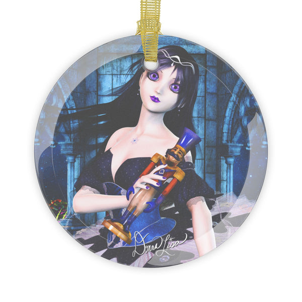 Gothic Nutcracker Ballerina Art Glass Ornament by Artist Donna Lisa