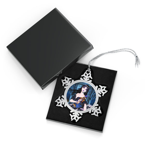 Gothic Nutcracker Ballerina Art Pewter Snowflake Ornament by Artist Donna Lisa