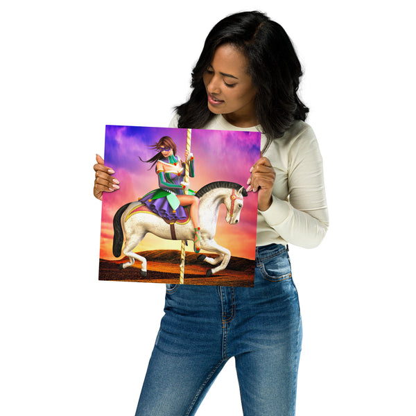 Carousel Dreams Glossy Metal Specialty Art Print by Artist Donna Lisa 12" x 12"