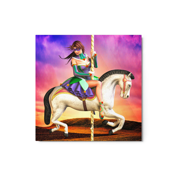 Carousel Dreams Glossy Metal Specialty Art Print by Artist Donna Lisa 12" x 12"
