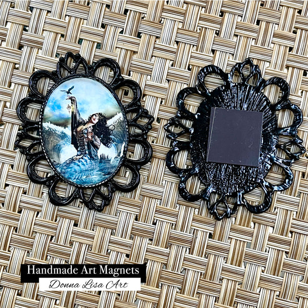 "Sea Witch" - Handmade Antique Style Black Magnet - by Artist Donna Lisa