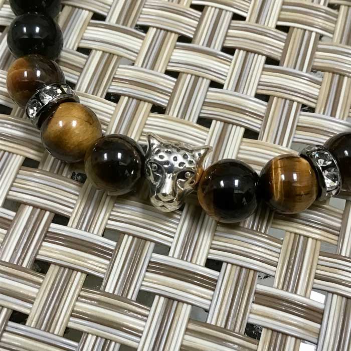 Cat's Eye Bracelet // Glass Beaded Bracelet 7.5 in. / Black