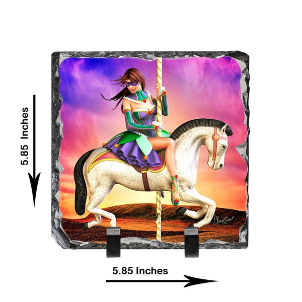 Carousel Dreams Ballerina Artwork - Standing Slate Collectible Keepsake Art by Artist Donna Lisa