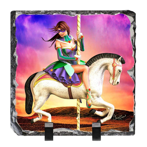 Carousel Dreams Ballerina Artwork - Standing Slate Collectible Keepsake Art by Artist Donna Lisa