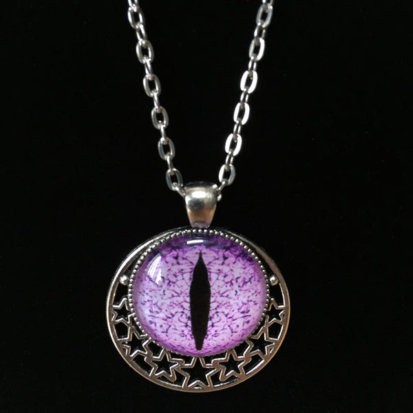 Cat's Eye - Magical Stars - Handmade Silver Talisman Amulet Necklace