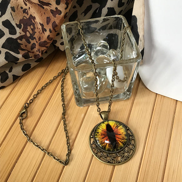 Fire Cat's Eye - Magical Stars - Antique Bronze Talisman Amulet