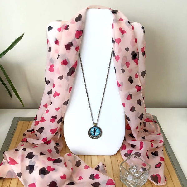 Dragon's Eye - Aqua Blue - Magical Stars - Antique Bronze Talisman Amulet