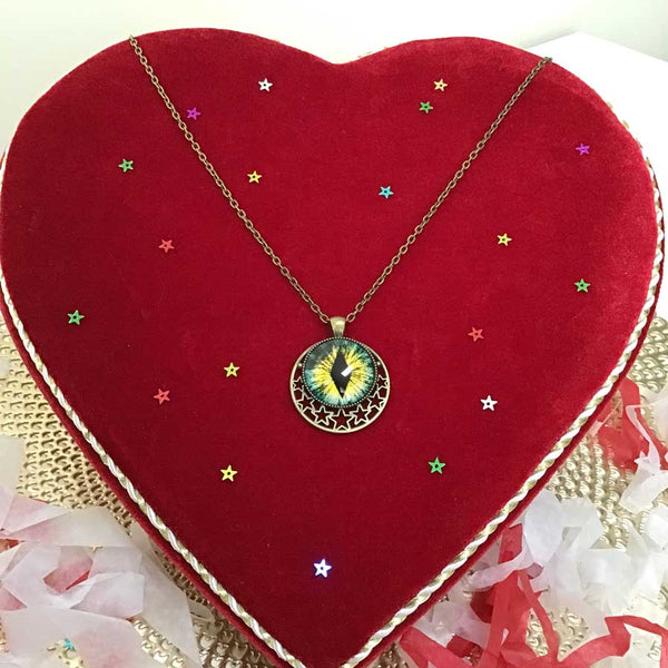 Diamond Dragon's Eye Magical Stars Amulet - Antique Bronze