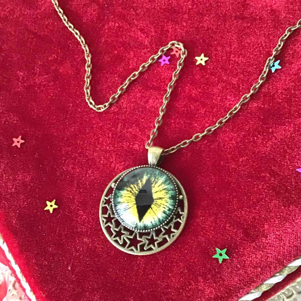 Diamond Dragon's Eye Magical Stars Amulet - Antique Bronze