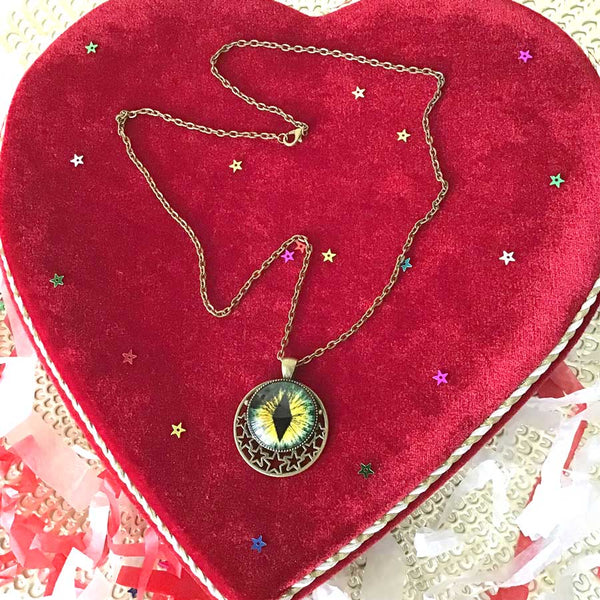 Diamond Dragon's Eye Magical Stars Amulet - Antique Bronze