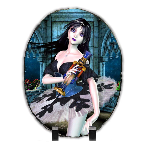 Gothic Nutcracker Ballerina Artwork - Standing Slate Collectible Keepsake Art by Artist Donna Lisa