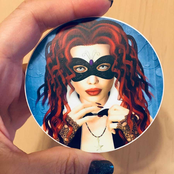 Masquerade - Masked Lady Portrait Art - 3x3 Die Cut Sticker