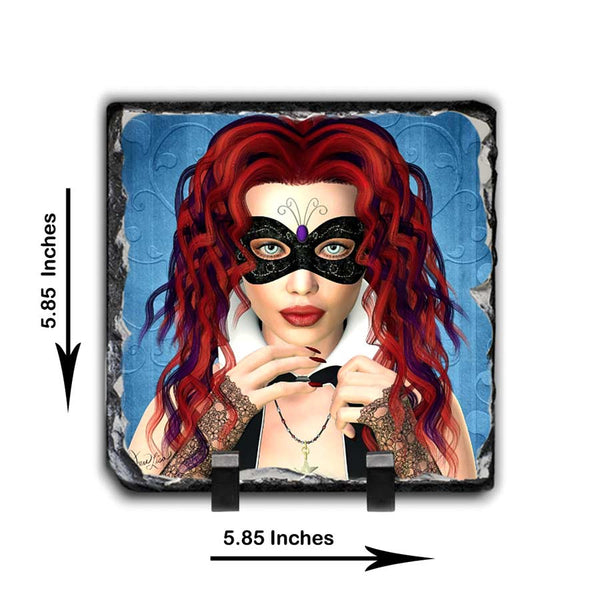 Masquerade Artwork - Slate Stone Collectible Keepsake Art by Artist Donna Lisa