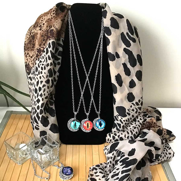 Rotating Crescent Moon - Dragon's Eye - Handmade Silver Talisman Amulet Necklace