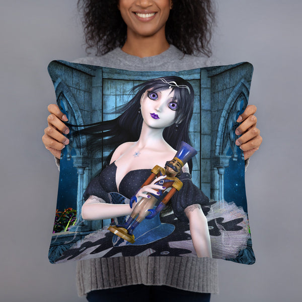 Throw Pillow - Gothic Nutcracker Ballerina - Art by Donna Lisa