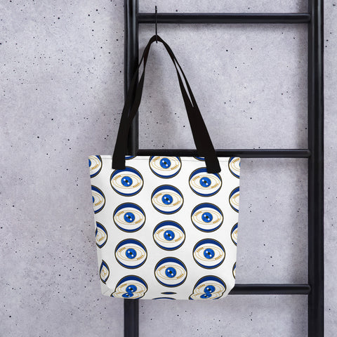 Blue Evil Eye Good Luck Design Tote Bag Art by Donna Lisa