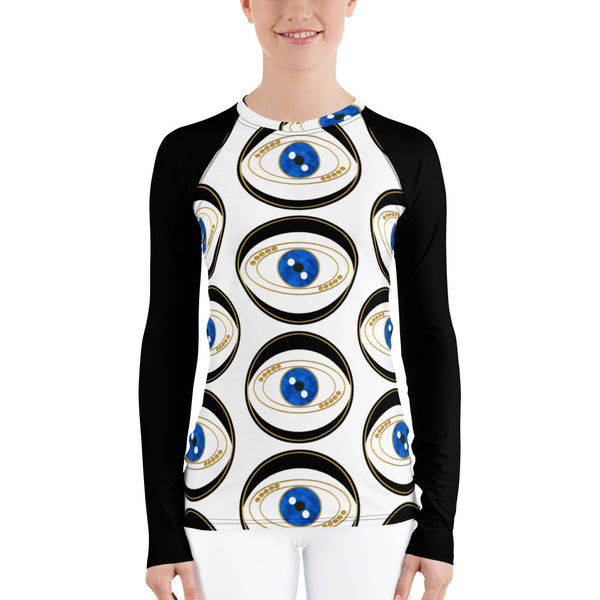 Black Evil Eye Women's Rash Guard - Art by Donna Lisa