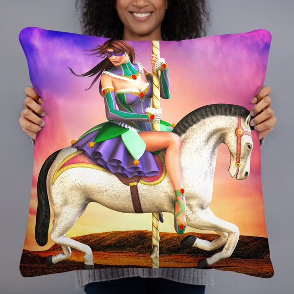 Carousel Dreams Ballerina Throw Pillow - Art by Donna Lisa - Donna Lisa Art