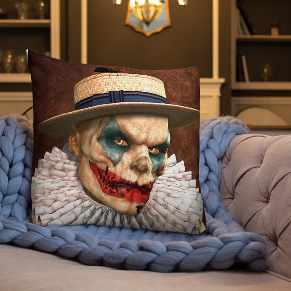 Sam Zombie Clown Premium Pillow - Art By Donna Lisa - Donna Lisa Art