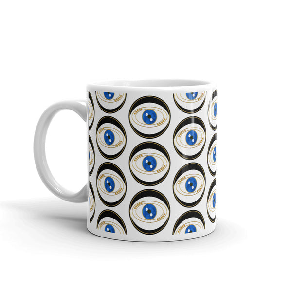 Black Evil Eye Good Luck Mug Art Pattern by Donna Lisa