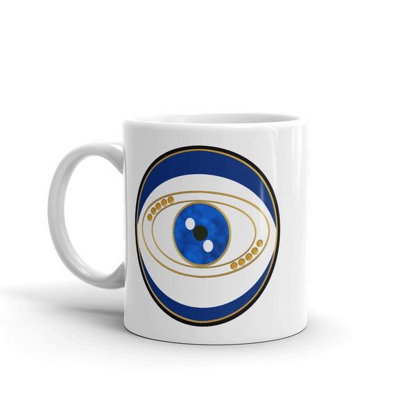 Blue Evil Eye Good Luck Art Mug by Donna Lisa