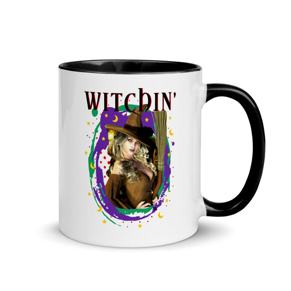 Witchin Witch Mug - Black Handle/Color Inside - Art by Donna Lisa