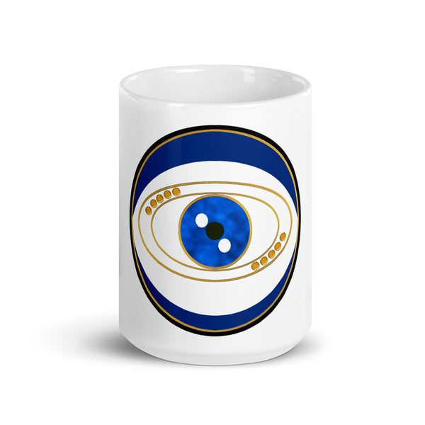 Blue Evil Eye Good Luck Art Mug by Donna Lisa