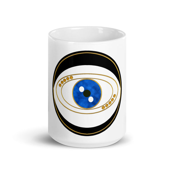 Black Evil Eye Mug Art by Donna Lisa