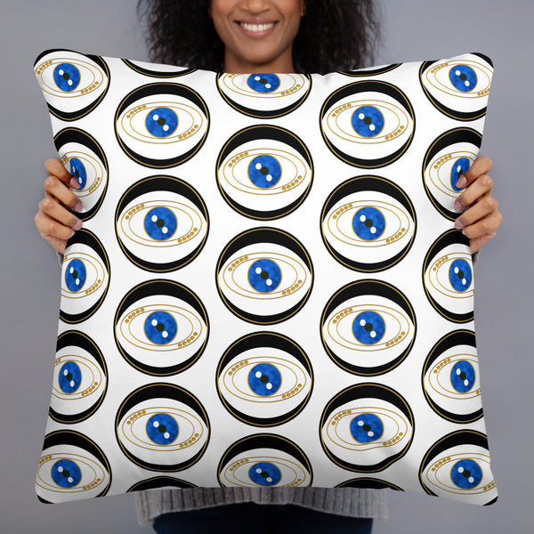 Black Evil Eye Pattern Throw Pillow - Art by Donna Lisa