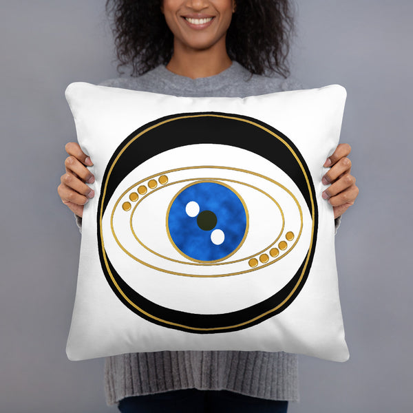Black Evil Eye Throw Pillow Art by Donna Lisa Art