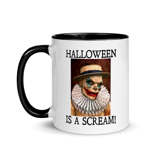Zombie Clown Halloween Is a Scream Mug - Black Handle / Inside