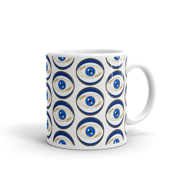 Blue Evil Eye Good Luck Mug Art Pattern by Donna Lisa