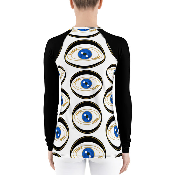 Black Evil Eye Women's Rash Guard - Art by Donna Lisa