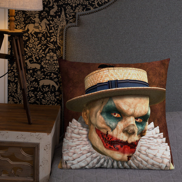 Sam Zombie Clown Premium Pillow - Art By Donna Lisa - Donna Lisa Art