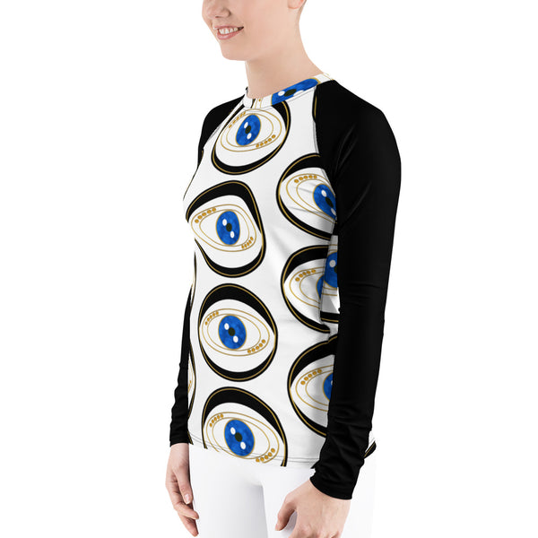 Black Evil Eye Women's Rash Guard - Art by Donna Lisa
