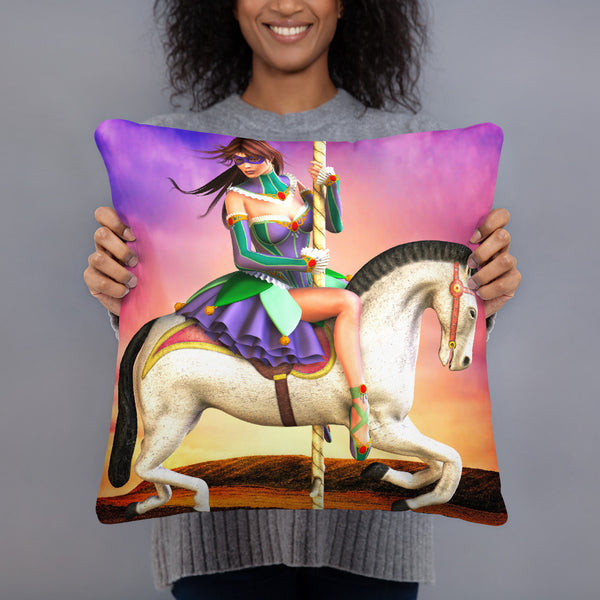 Carousel Dreams Ballerina Throw Pillow - Art by Donna Lisa - Donna Lisa Art
