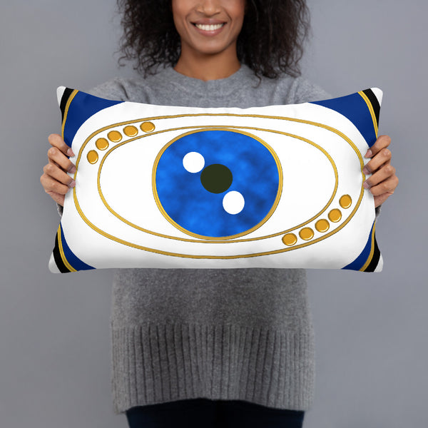 Blue Evil Eye Throw Pillow Art by Donna Lisa