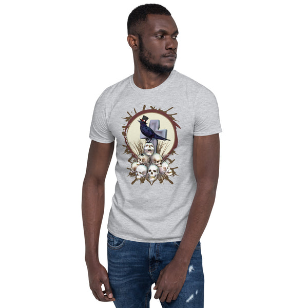 Sir Raven Skully- Raven Art -Unisex S/S T-Shirt- Art by Donna Lisa
