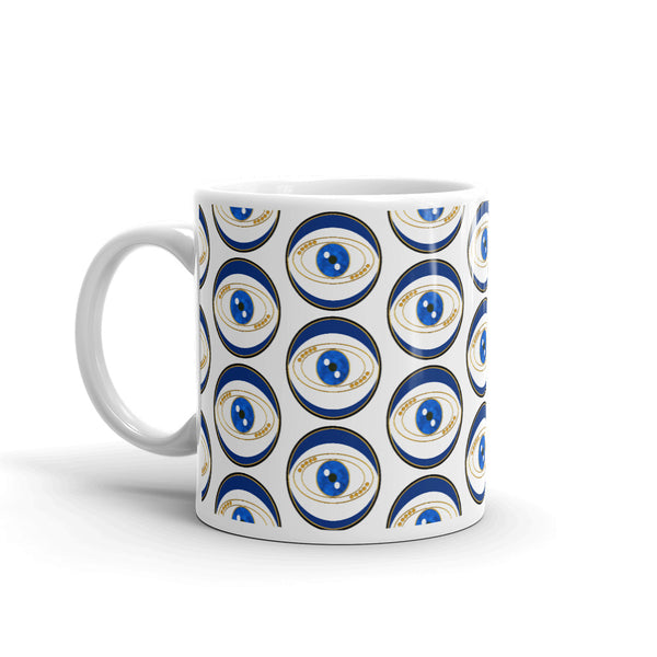 Blue Evil Eye Good Luck Mug Art Pattern by Donna Lisa