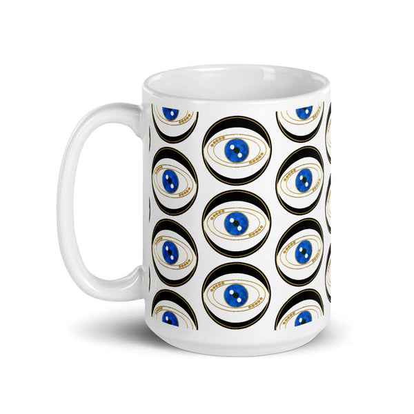 Black Evil Eye Good Luck Mug Art Pattern by Donna Lisa