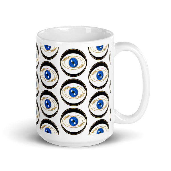 Black Evil Eye Good Luck Mug Art Pattern by Donna Lisa