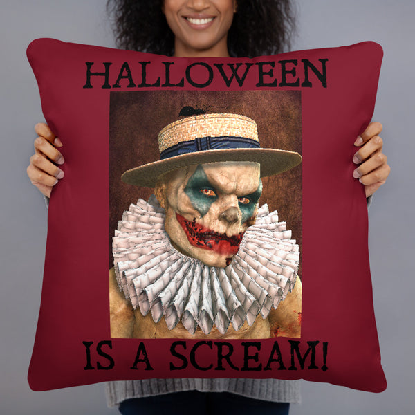 Halloween Is A Scream Zombie Clown Throw Pillow