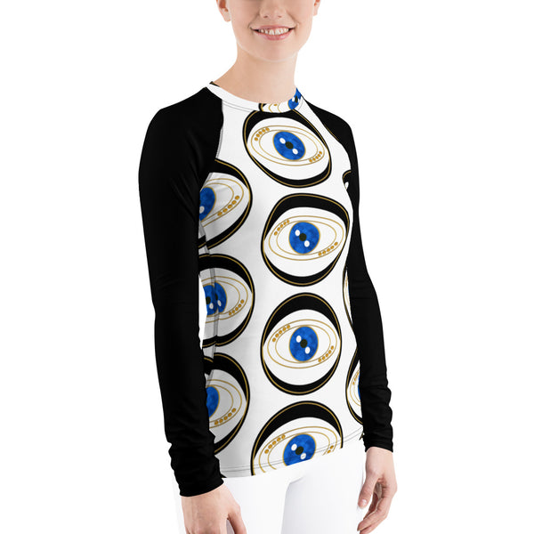 Black Evil Eye Women's Rash Guard - Art by Donna Lisa