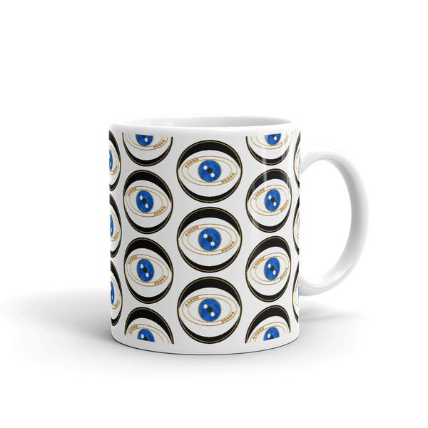 Black Evil Eye Good Luck Mug Art Pattern by Donna Lisa